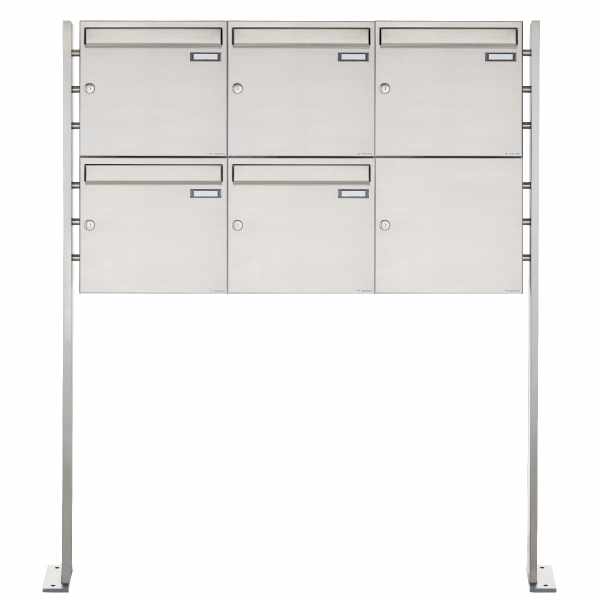 5-compartment Stainless steel free-standing letterbox system BASIC Plus 384XP ST-P