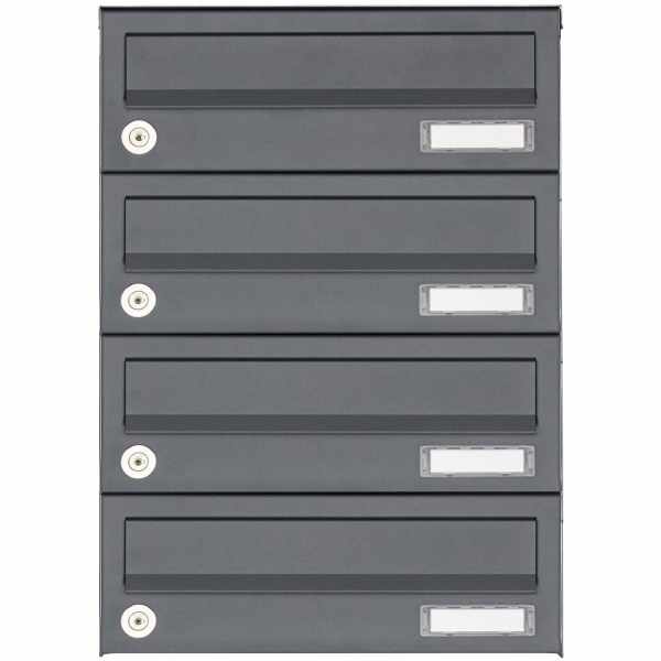 ensemble de 4 boîtes aux lettres apparentes Design BASIC 385A AP - RAL 7016 gris anthracite