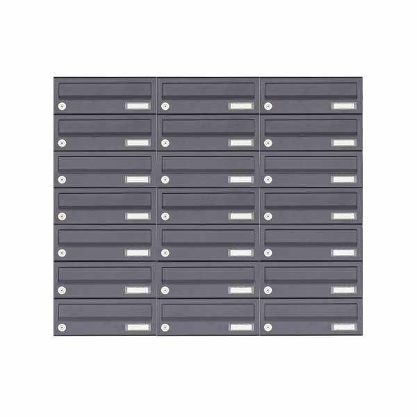 21-compartment 7x3 surface mounted mailbox system Design BASIC 385A-7016 AP - RAL 7016 anthracite gray