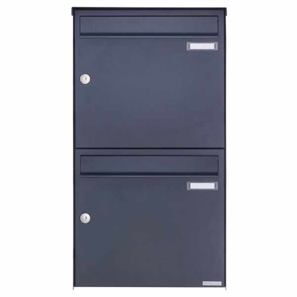 2-compartment Stainless steel surface mailbox Design BASIC Plus 382XA AP - RAL of your choice