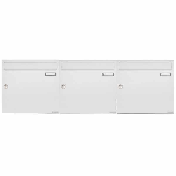 3-compartment 1x3 surface mounted letter box system Design BASIC 382A AP - RAL 9016 traffic white