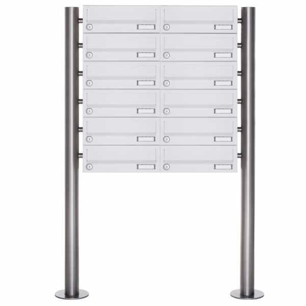 12-compartment 6x2 free-standing letterbox system Design BASIC 385-9016 ST-R - RAL 9016 traffic white