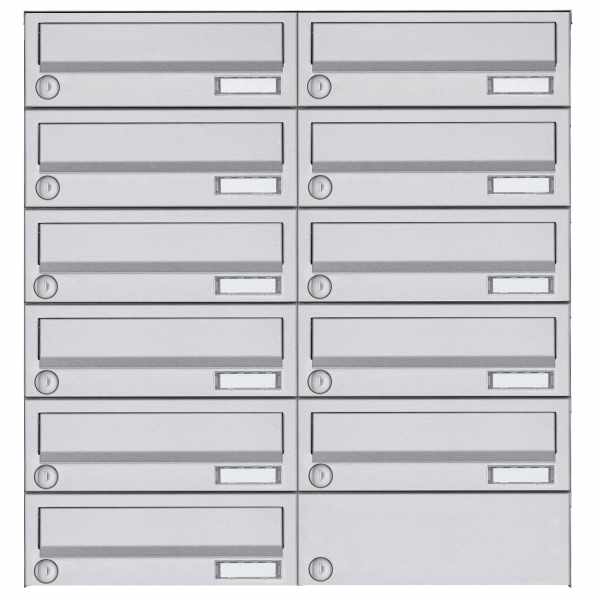 11-compartment 6x2 surface-mounted mailbox system Design BASIC 385A AP - stainless steel V2A, polished