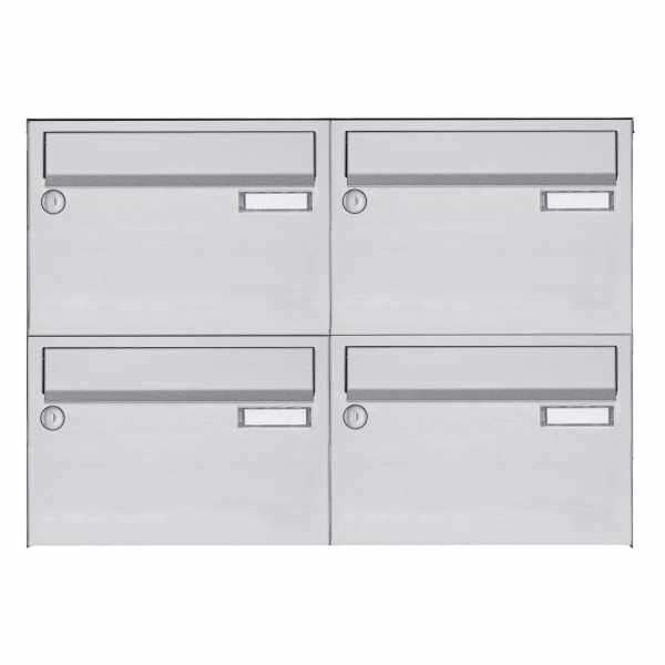 4-compartment Stainless steel surface mailbox system Design BASIC 385 A 220 Horizontal - stainless steel V2A