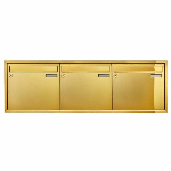 3-compartment 3x1 flush-mounted mailbox system CLASSIC 534C - titanium brass similar gold - 3 party