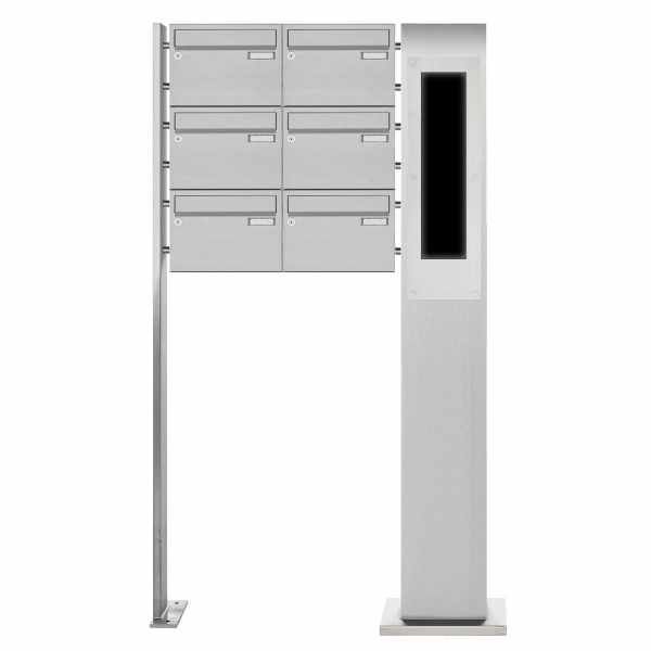 6-compartment Stainless steel free-standing letterbox BASIC Plus 385X220 ST-P - GIRA System 106 - 5-compartment prepared