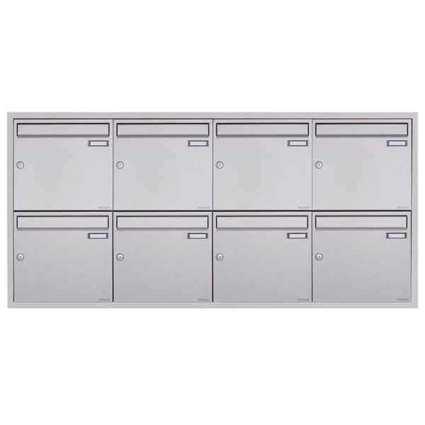 8-compartment 4x2 stainless steel flush-mounted mailbox system BASIC Plus 382XU UP - polished stainless steel - 8 party