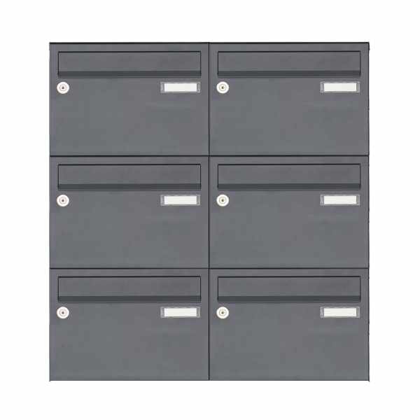6-compartment Surface mounted mailbox system Design BASIC 385 A 220 vertical - RAL 7016 anthracite gray