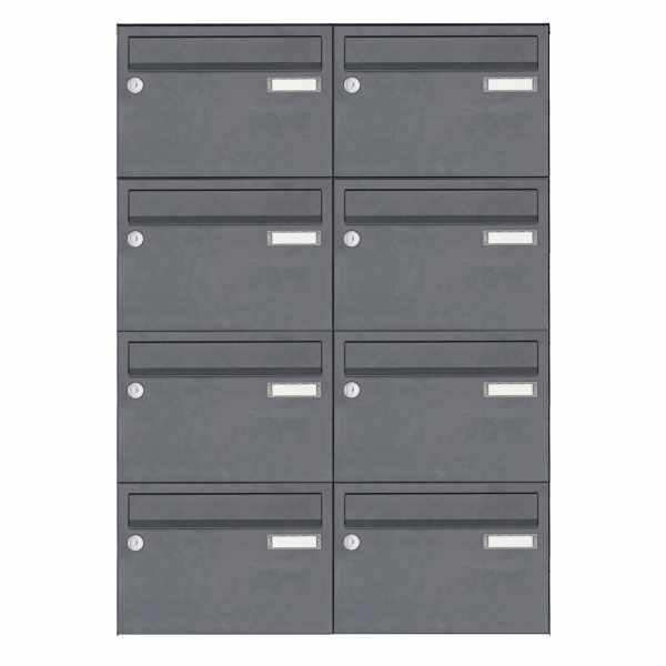 8-compartment Stainless steel surface mailbox system Design BASIC Plus 385 XA 220 - RAL of your choice