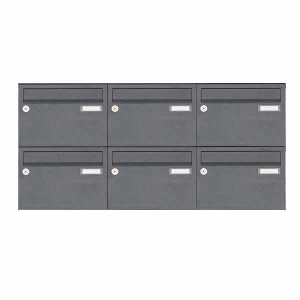 6-compartment Surface mounted mailbox system Design BASIC 385 A 220 - RAL 7016 anthracite gray