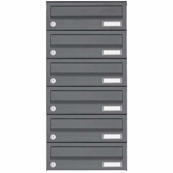 6-compartment Stainless steel surface mailbox system Design BASIC Plus 385XA AP - RAL of your choice