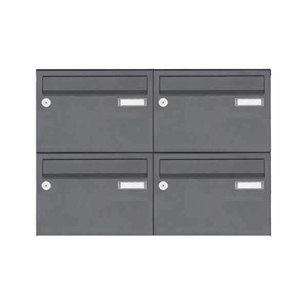 4-compartment Surface mounted mailbox system Design BASIC 385 A 220 - RAL 7016 anthracite gray fine structure matt