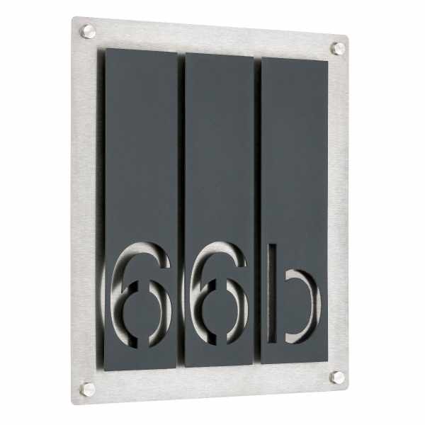 House number PREMIUM Design 691 - base plate stainless steel - house number RAL color- 3 digits