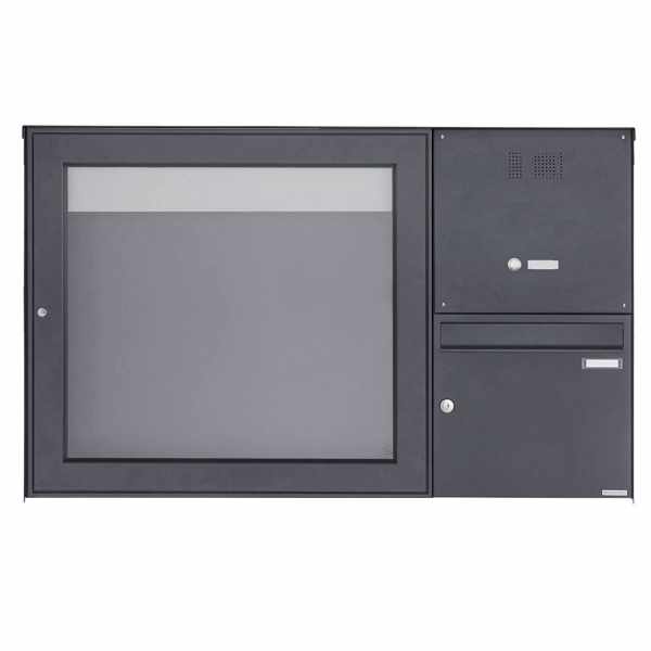 Surface mounted mailbox BASIC Plus 389XA AP with showcase & bell box - 710x660 - RAL at choice