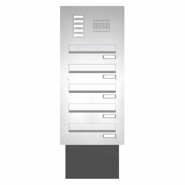 Stainless steel wall pass-through mailbox system BASIC 623 - bell intercom - 5 parties