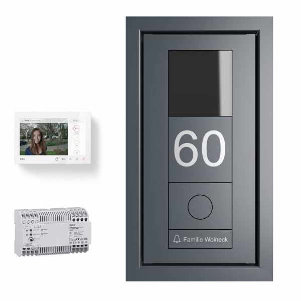 Design flush-mounted door station GOETHE UP with GIRA System 106 - VIDEO Complete kit - RAL at choice