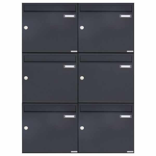 6-compartment 3x2 surface mailbox design BASIC 382A AP - RAL 7016 anthracite gray