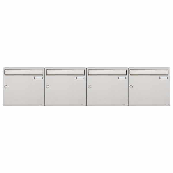 4-compartment 1x4 stainless steel surface mounted mailbox system Design BASIC 382A-AP