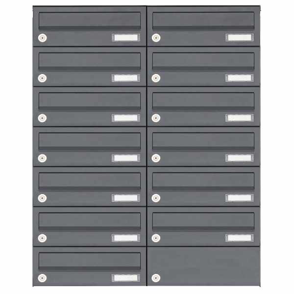 13-compartment 7x2 surface mounted mailbox system Design BASIC 385A AP - RAL 7016 anthracite gray