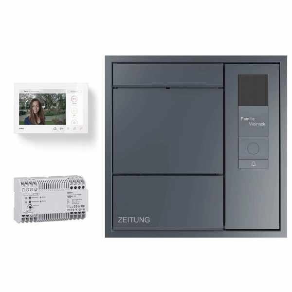 Flush-mounted letterbox GOETHE UP side - newspaper compartment - GIRA System 106 - VIDEO Complete kit