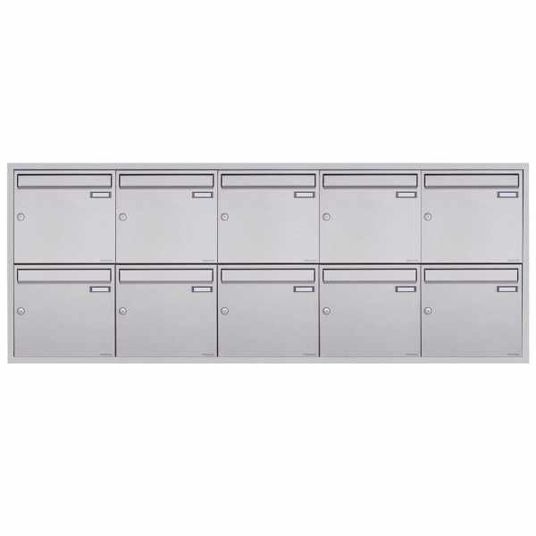 10-compartment 5x2 stainless steel flush-mounted mailbox system BASIC Plus 382XU UP - polished stainless steel