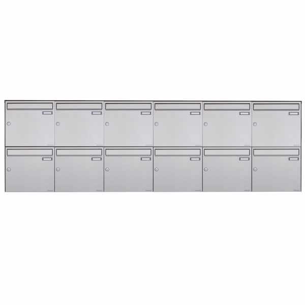 12-compartment 6x2 stainless steel surface mailbox Design BASIC Plus 382XA AP - stainless steel V2A polished