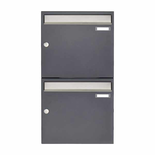 2-compartment 2x1 surface-mounted letterbox system Design BASIC 382 AP - stainless steel RAL 7016 anthracite gray