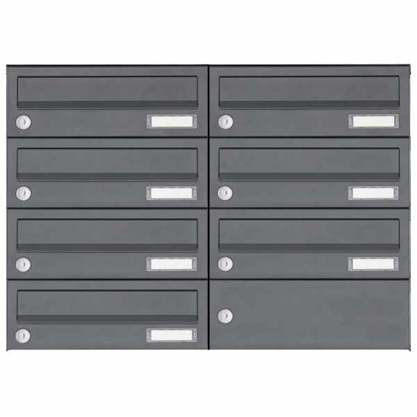 7-compartment Stainless steel surface mailbox system Design BASIC Plus 385XA AP - RAL of your choice