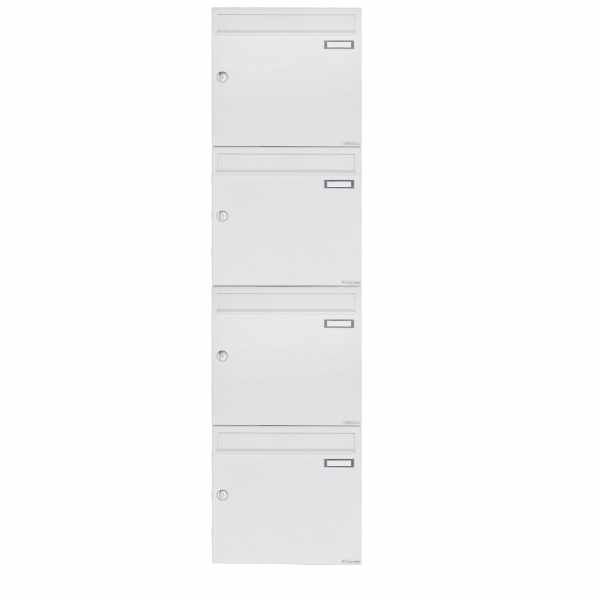4-compartment 4x1 surface mounted mailbox system Design BASIC 382A AP - RAL 9016 traffic white