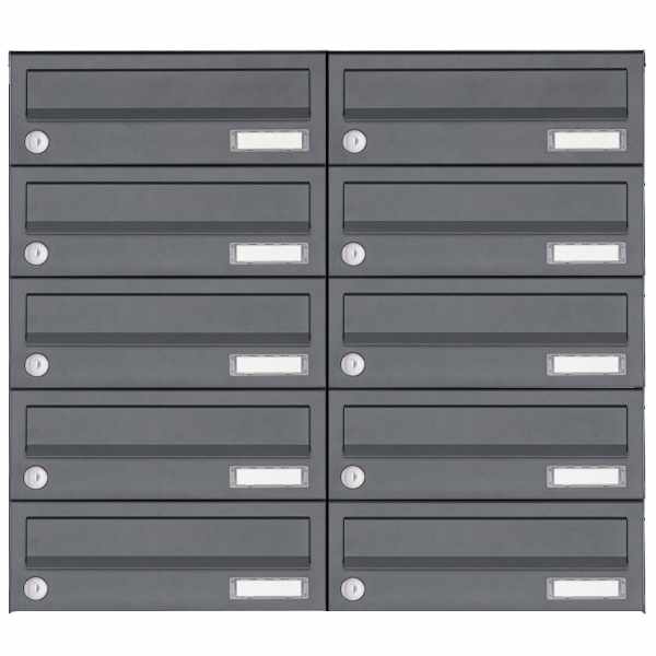 10-compartment Stainless steel surface mailbox system Design BASIC Plus 385XA AP - RAL of your choice