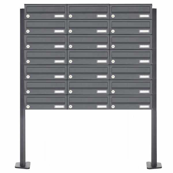 21-compartment Stainless steel mailbox freestanding design BASIC Plus 385XP ST-T - RAL of your choice