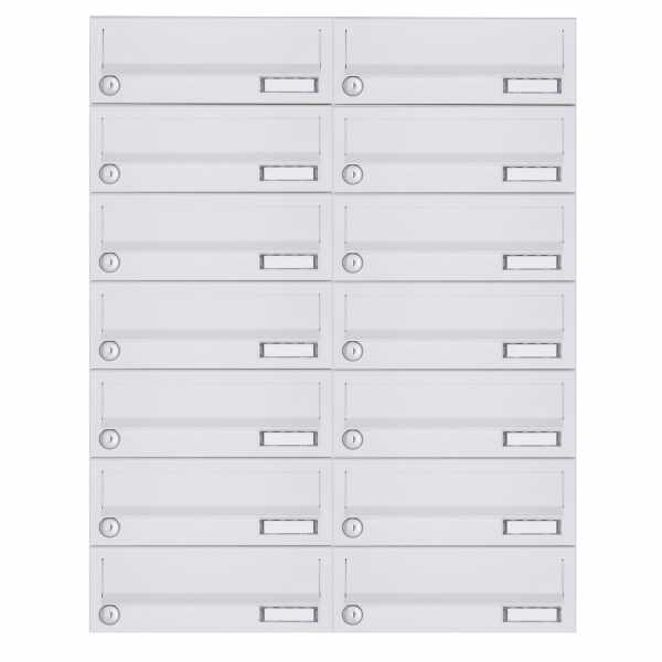 14-compartment 7x2 surface mounted mailbox system Design BASIC 385A-9016 AP - RAL 9016 traffic white