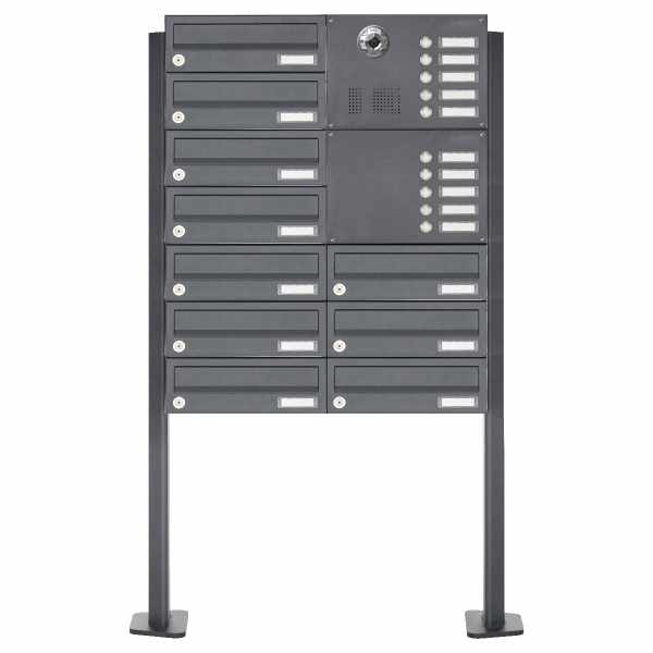 10-compartment free-standing letterbox Design BASIC Plus 385KXP ST-T with bell & voice - camera preparation