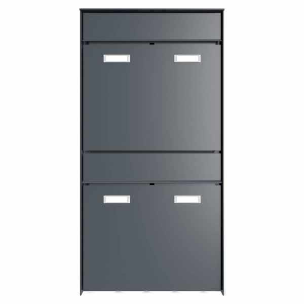 2-compartment 1x2 Design surface mounted mailbox GOETHE AP - RAL of your choice