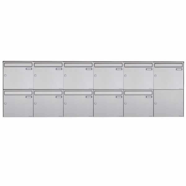 11-compartment 6x2 stainless steel surface mailbox Design BASIC Plus 382XA AP - stainless steel V2A polished
