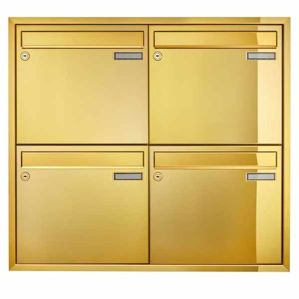 4-compartment 2x2 flush-mounted mailbox system CLASSIC 534C - titanium brass similar gold - 4 party