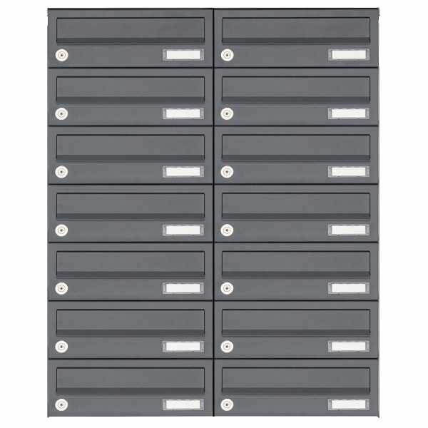 14-compartment 7x2 surface mounted mailbox system Design BASIC 385A AP - RAL 7016 anthracite gray