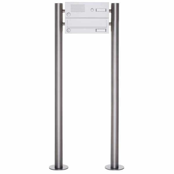 1er free-standing letterbox Design BASIC 385-9016 ST-R with bell box - RAL 9016 traffic white
