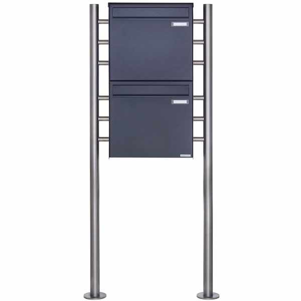 2-compartment 2x1 fence mailbox freestanding design BASIC Plus 381XZ ST-R - RAL of your choice