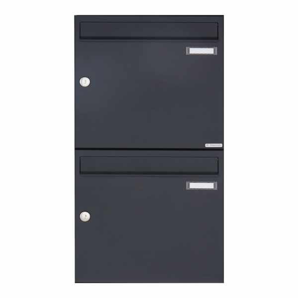 2-compartment 2x1 surface mailbox Design BASIC 382A AP - RAL 7016 anthracite gray