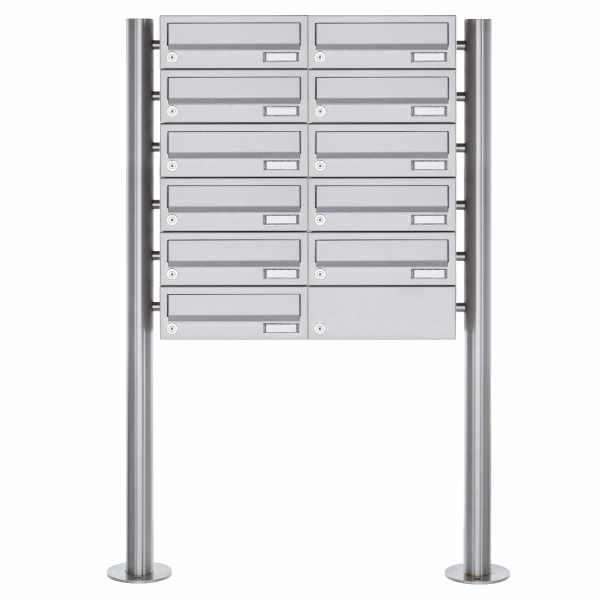11-compartment Letterbox system freestanding Design BASIC 385 ST-R - stainless steel V2A, polished