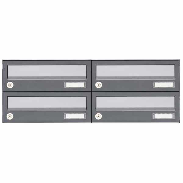 4-compartment 2x2 surface-mounted letterbox system Design BASIC 385A AP - stainless steel RAL 7016 anthracite