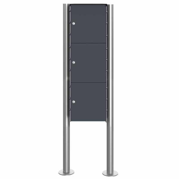 3-compartment Stainless steel locker freestanding BASIC Plus 385XB - 3x lockers - RAL of your choice