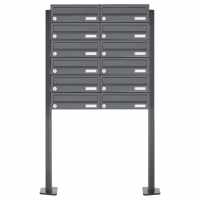 12-compartment 6x2 stainless steel mailbox system freestanding Design BASIC Plus 385XP ST-T - RAL of your choice