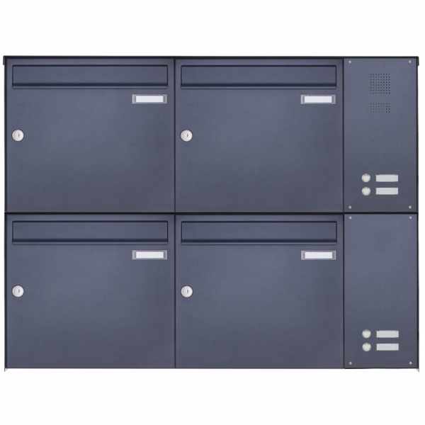 4-compartment Surface mounted mailbox BASIC Plus 382X AP with bell box on the side - RAL of your choice