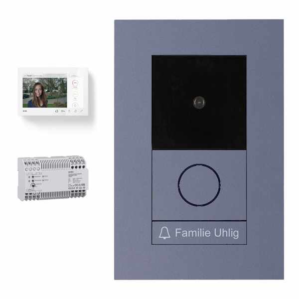 Stainless steel video intercom for flush mounting - GIRA System 106 - 2-compartment - RAL at choice