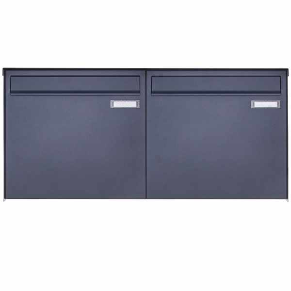 2-compartment 1x2 stainless steel fence mailbox BASIC Plus 382XZ - RAL of your choice - removal from the rear side