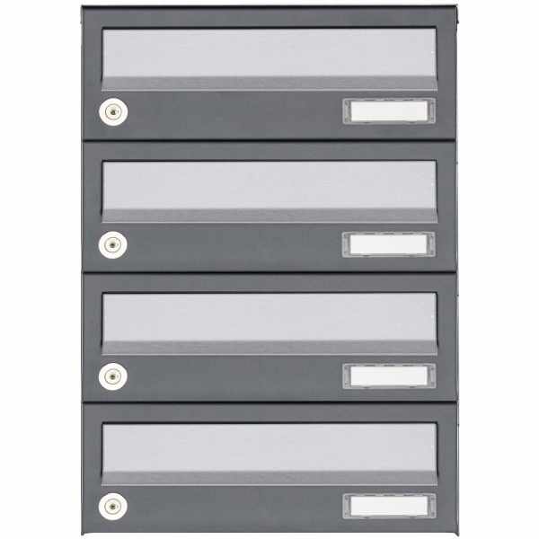 4-compartment Surface mounted mailbox system Design BASIC 385A AP - stainless steel- RAL 7016 anthracite