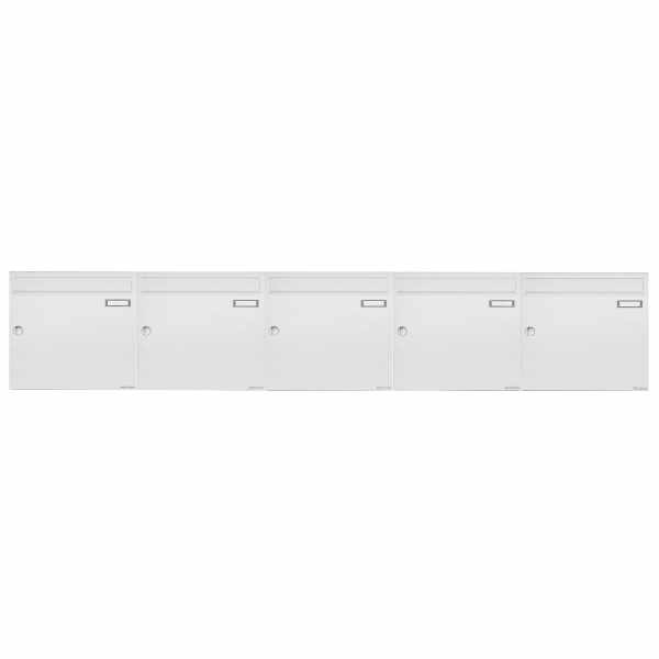 5-compartment 1x5 surface mounted letter box system Design BASIC 382A AP - RAL 9016 traffic white