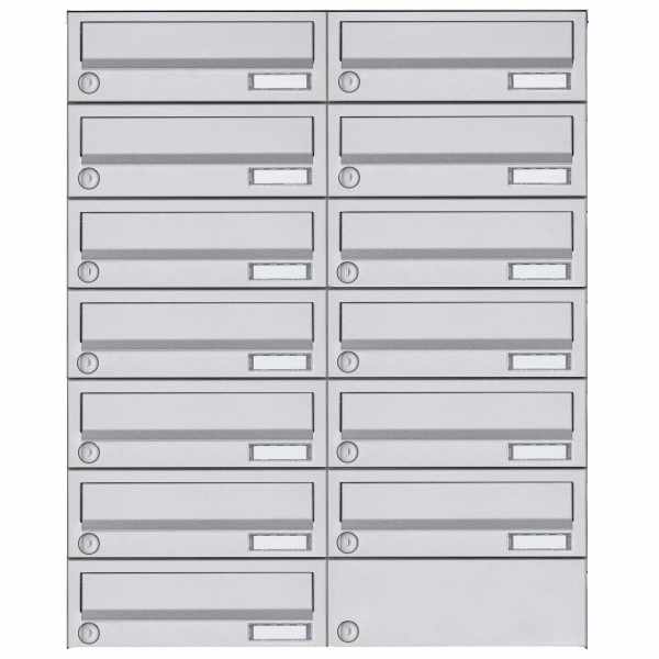 13-compartment 7x2 surface-mounted mailbox system Design BASIC 385A AP - stainless steel V2A, polished